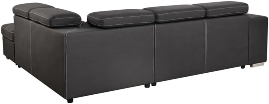105" Sectional Sofa with Adjustable Headrest,Sleeper Sectional Pull Out Couch Bed with Storage Ottoman and 2 Stools