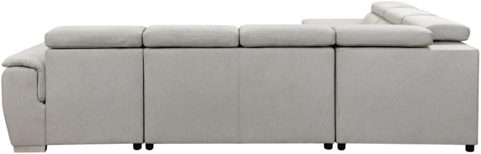 125" U Shaped 7-seat Sectional Sofa Couch with Adjustable Headrest, Bed with Storage Chaise-Pull Out