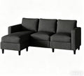 Living Room Office Three Seater L Shaped Sofa with Movable Footstool Fabric Soft Cushion Light Luxury