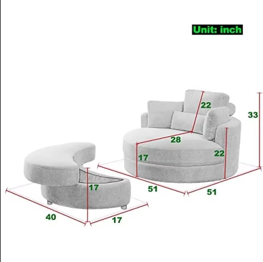 Swivel Accent Barrel Chair with Storage Ottoman Linen Fabric Lounge Club Sofa in Living Room Hotel ï»¿