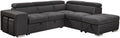 105" Sectional Sofa with Adjustable Headrest,Sleeper Sectional Pull Out Couch Bed with Storage Ottoman and 2 Stools