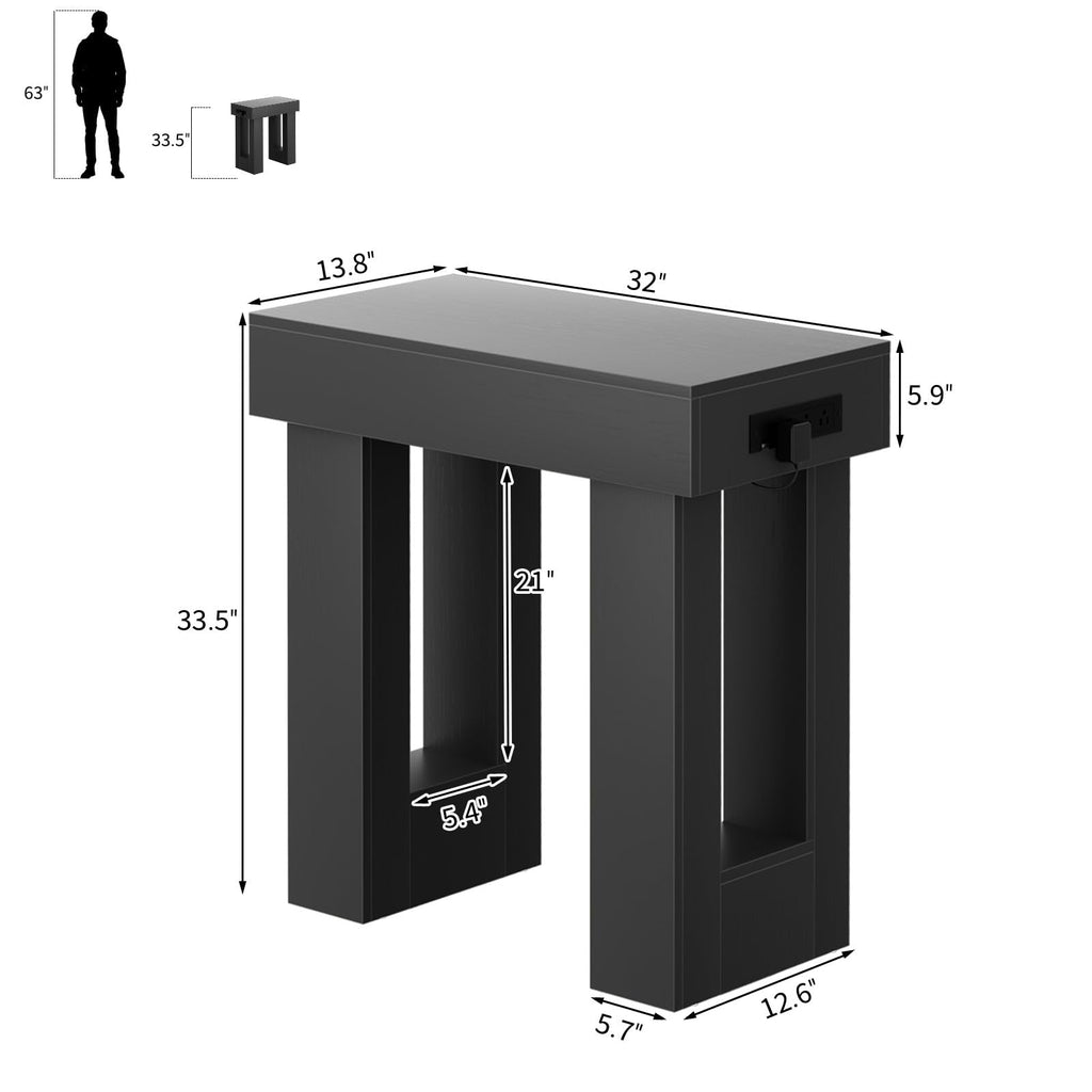 Unikito 63" Console Table with Sensor Light & AC Outlets with USB-C Ports