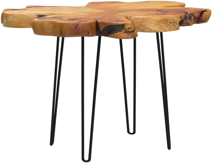 WELLAND Flower-Shaped Live Edge Cedar Coffee Table 32" W x 32" D x 20.5" H