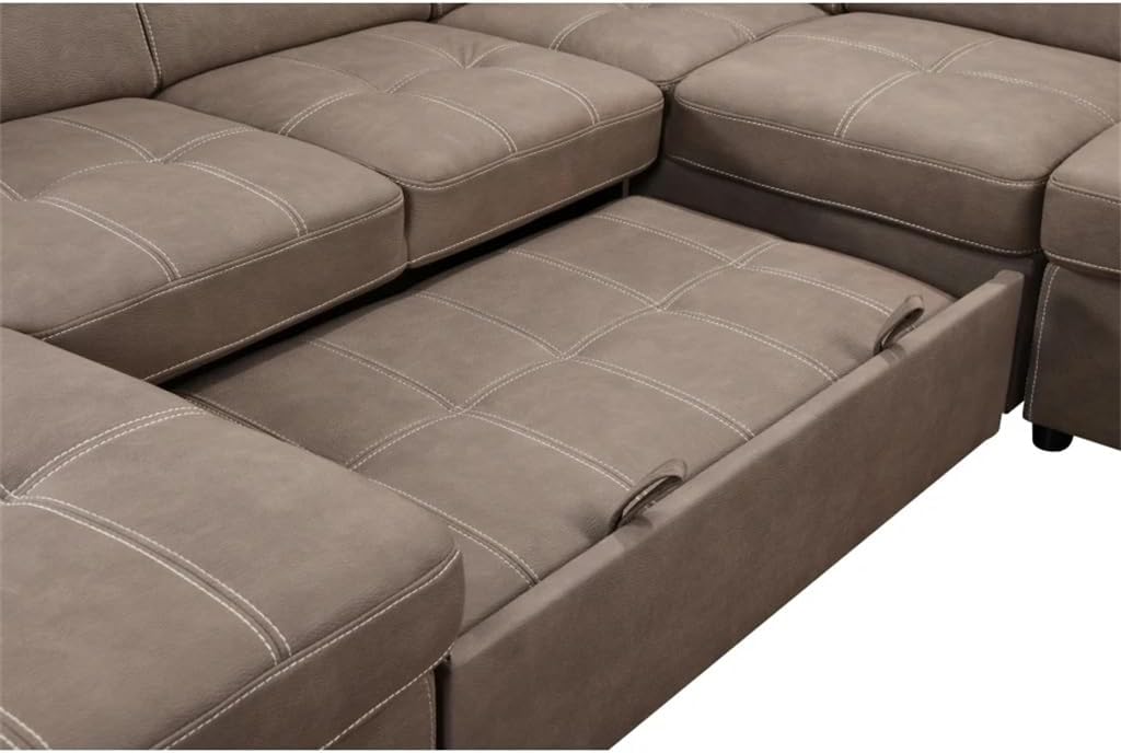 128" Sofa U Shaped Sectional Couch with Ottomans Reversible Modular Sofa 7 Seater with Storage Seat