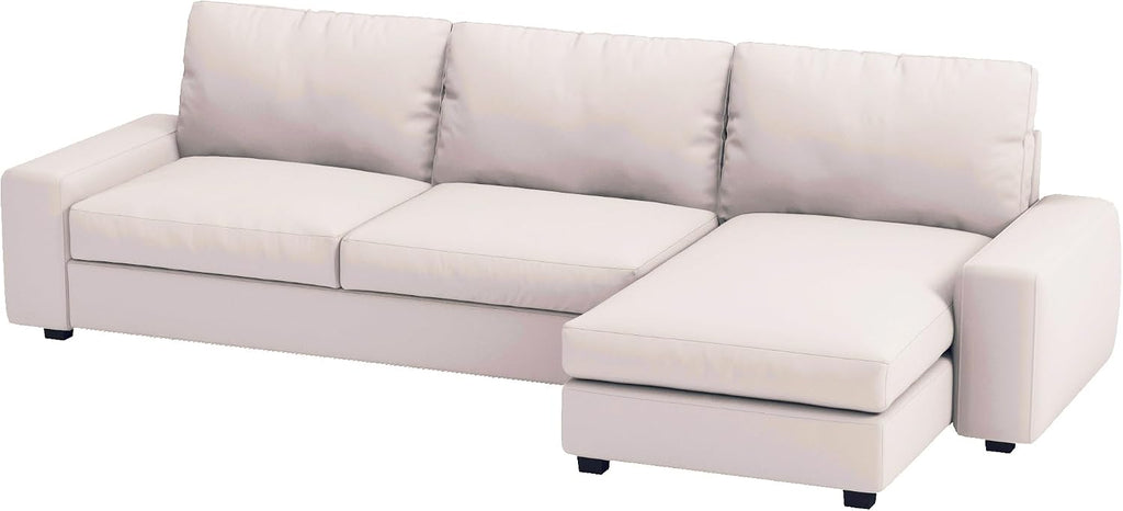 Width: 125.2", Not 110" Durable KIVIK Three 3 Seat Sofa with Chaise Sectional Cover Replacement, Compatible with IKEA Kivik 4 Four Seat Corner Lounge Slipcover Only (Polyester Beige)