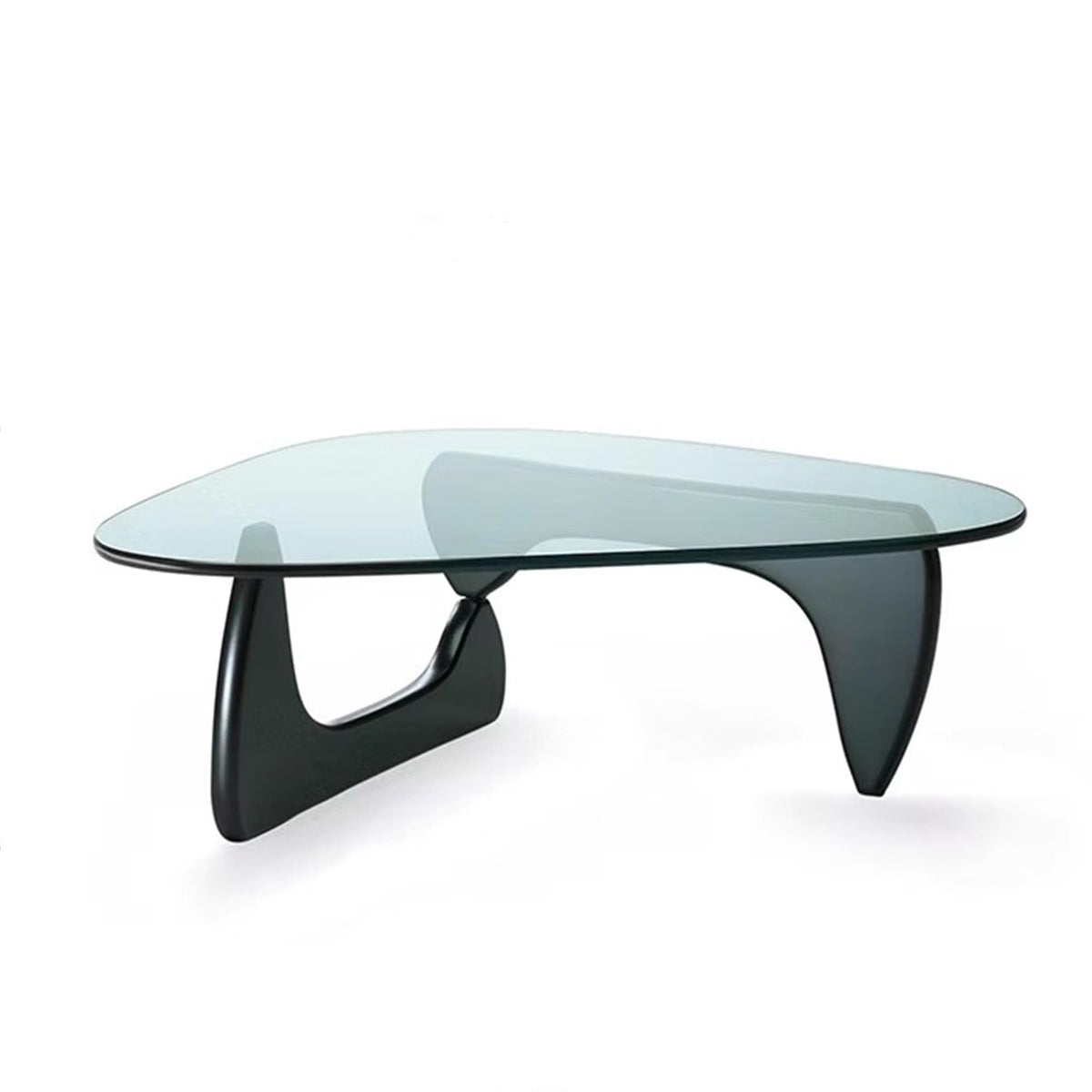 EASYSOUL Modern Glass Coffee Table, 32.68" D x 22.44" W x 15.75" H, Abstract Round Tea Tables for Living Room Home Office Industrial Cocktail Tables (Walnut-Brown Glass, 32.68")