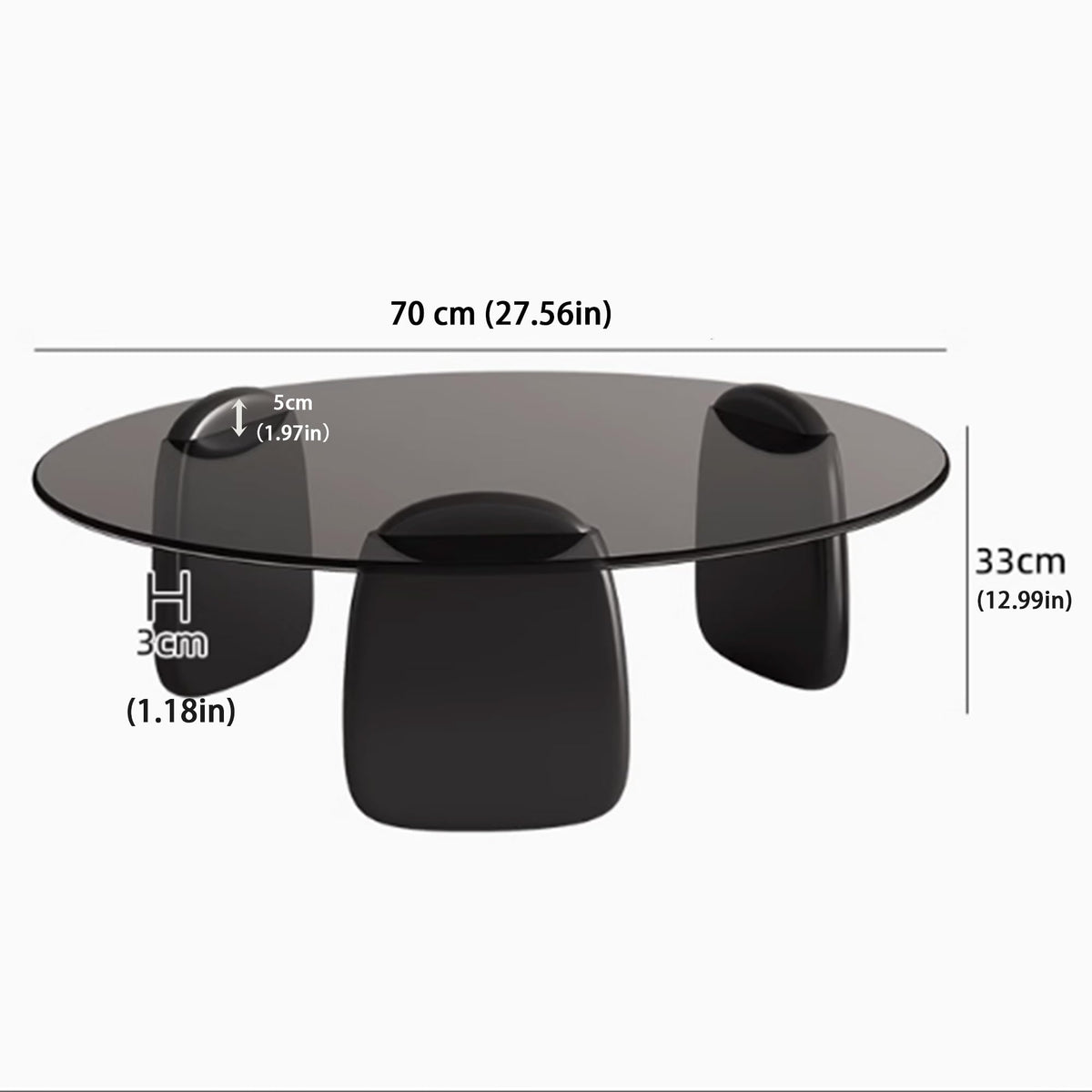 EASYSOUL Modern Round Coffee Table with Glass Top, 27.56" D x 27.56" W x 14.69" H, Circular Tea Tables for Living Room Home Office Industrial Cocktail Tables (Walunt-Clear Glass/27.56")