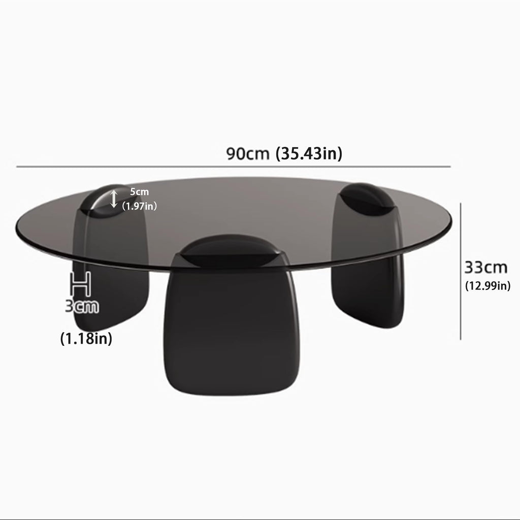 EASYSOUL Modern Round Coffee Table with Glass Top, 27.56" D x 27.56" W x 14.69" H, Circular Tea Tables for Living Room Home Office Industrial Cocktail Tables (Walunt-Clear Glass/27.56")