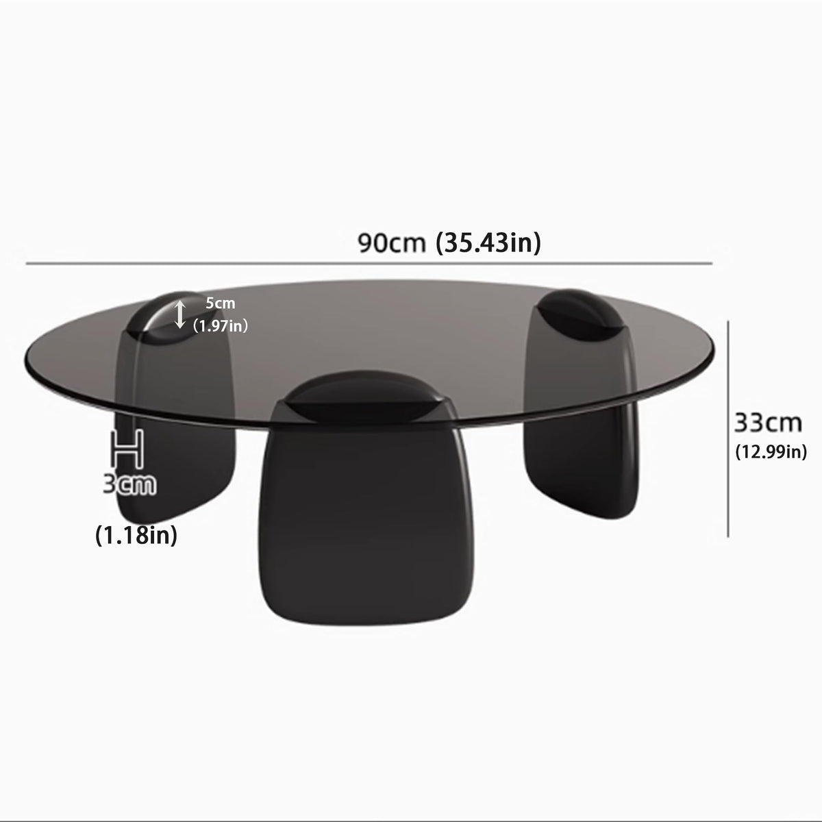 EASYSOUL Modern Round Coffee Table with Glass Top, 27.56" D x 27.56" W x 14.69" H, Circular Tea Tables for Living Room Home Office Industrial Cocktail Tables (Walunt-Clear Glass/27.56")