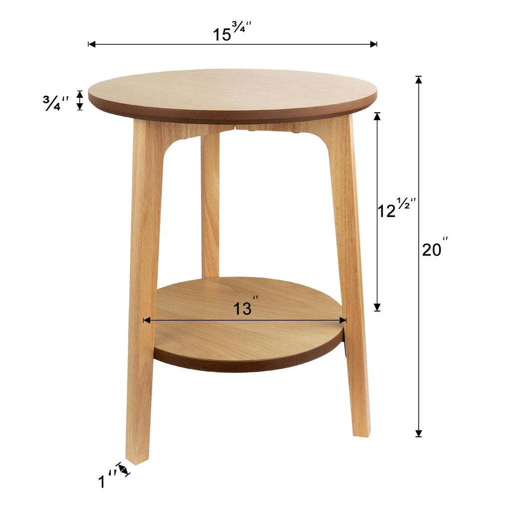 2-Tier Round Coffee Table Wood Nesting Side Table (Walnut, 28x28x18)