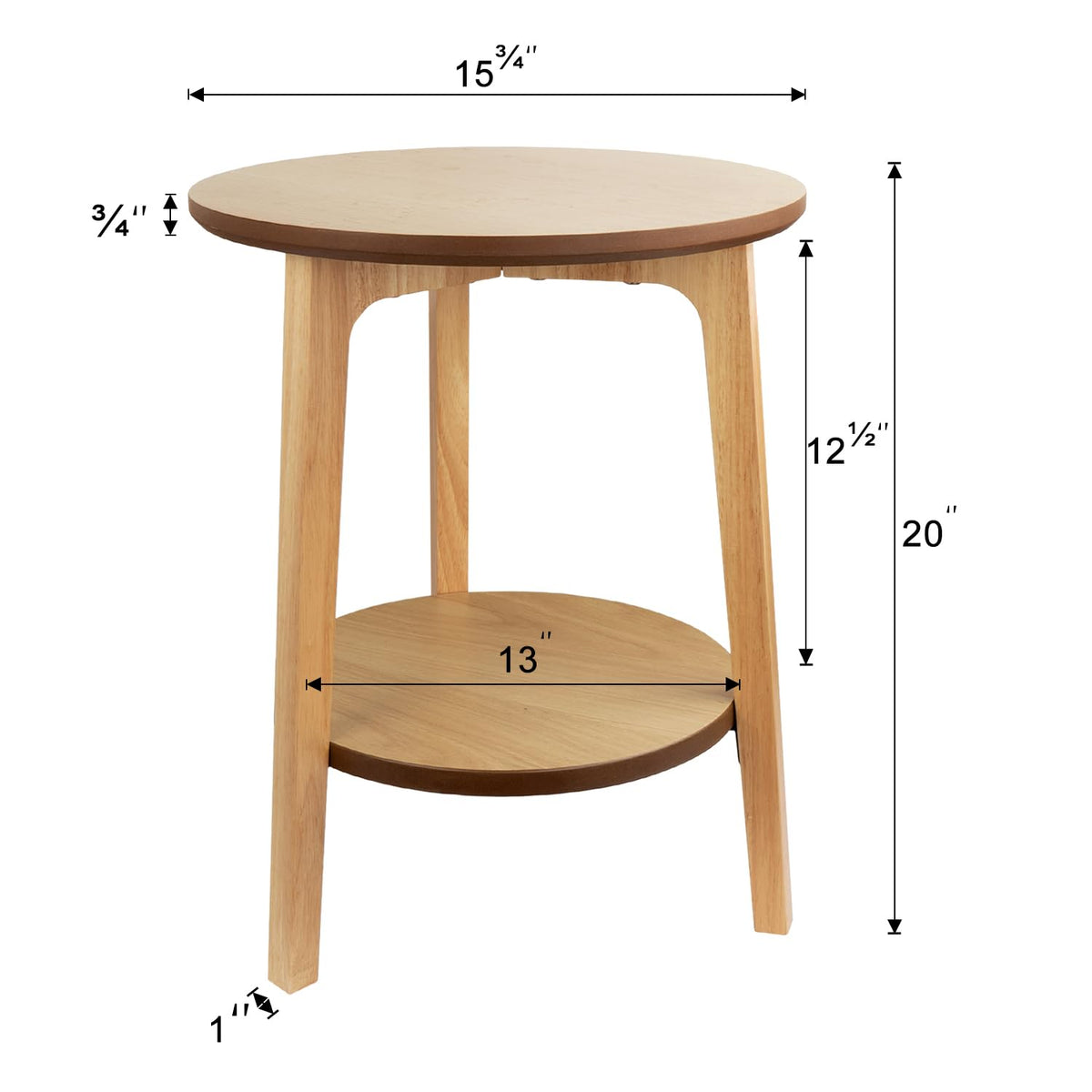 2-Tier Round Coffee Table Wood Nesting Side Table (Walnut, 28x28x18)
