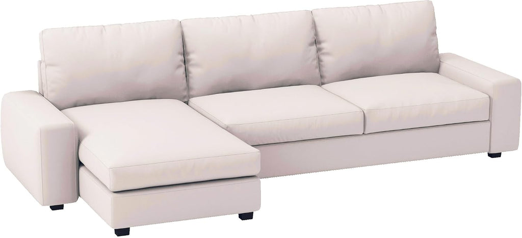 Width: 125.2", Not 110" Durable KIVIK Three 3 Seat Sofa with Chaise Sectional Cover Replacement, Compatible with IKEA Kivik 4 Four Seat Corner Lounge Slipcover Only (Polyester Beige)