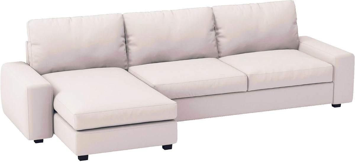 Width: 125.2", Not 110" Durable KIVIK Three 3 Seat Sofa with Chaise Sectional Cover Replacement, Compatible with IKEA Kivik 4 Four Seat Corner Lounge Slipcover Only (Polyester Beige)