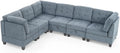 L Shape Modular Sectional Sofaï¼Includes Three Single Chair and Corner ï¼Navy Chenille