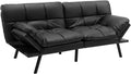 Convertible Futon Sofa Bed Memory Foam Couch Sleeper W/Adjustable Armrest Black