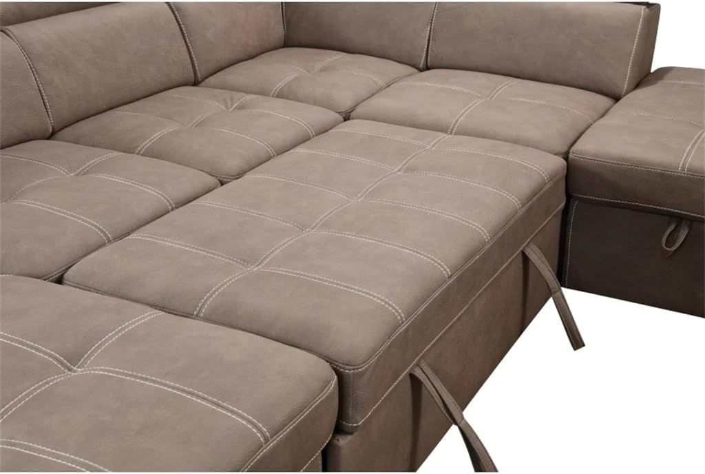 128" Sofa U Shaped Sectional Couch with Ottomans Reversible Modular Sofa 7 Seater with Storage Seat