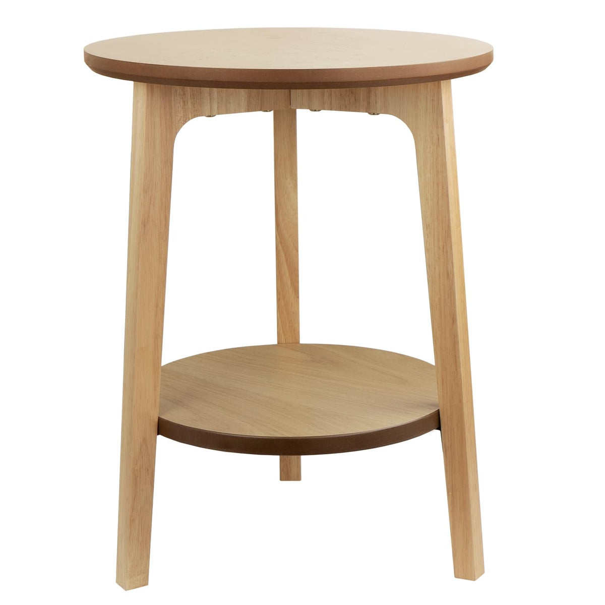 2-Tier Round Coffee Table Wood Nesting Side Table (Walnut, 28x28x18)
