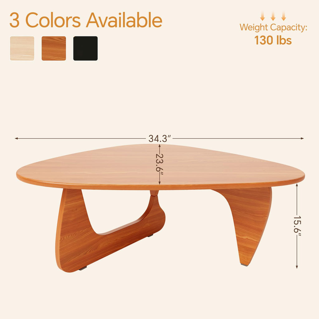Coffee Tables Glass Small Farmhouse Coffee Table Mid-Century Modern Wood Center Table for Living Room, Walnut Transparent, 32 Inch