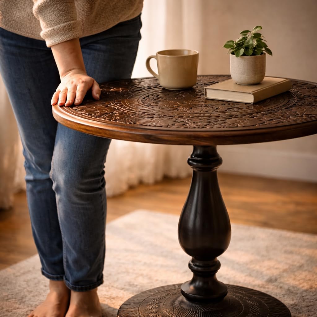 Farmhouse Coffee Table, Jali Carving, 36x24x18 in, Burnt
