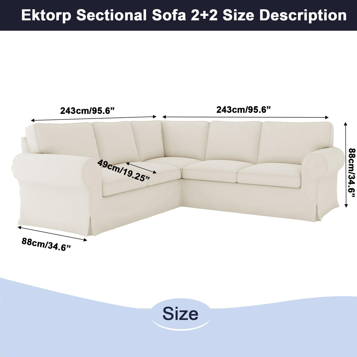 Ektorp 3 Seat Sofa Cover Slipcover Replacement Made for IKEA Ektorp 3 Seat Sofa Cover, Couch Cover Not Include The Sofa Body,Khaki