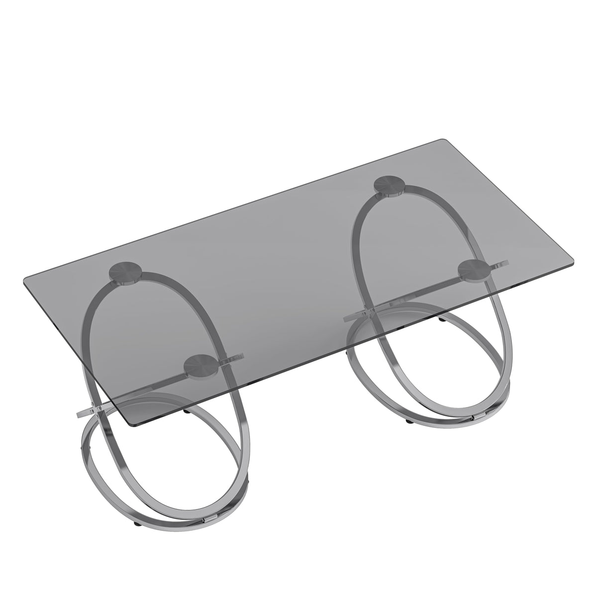 32" Tempered Glass Round Coffee Table Modern Chrome Frame Acrylic Legs Circle Living Room Center Tables