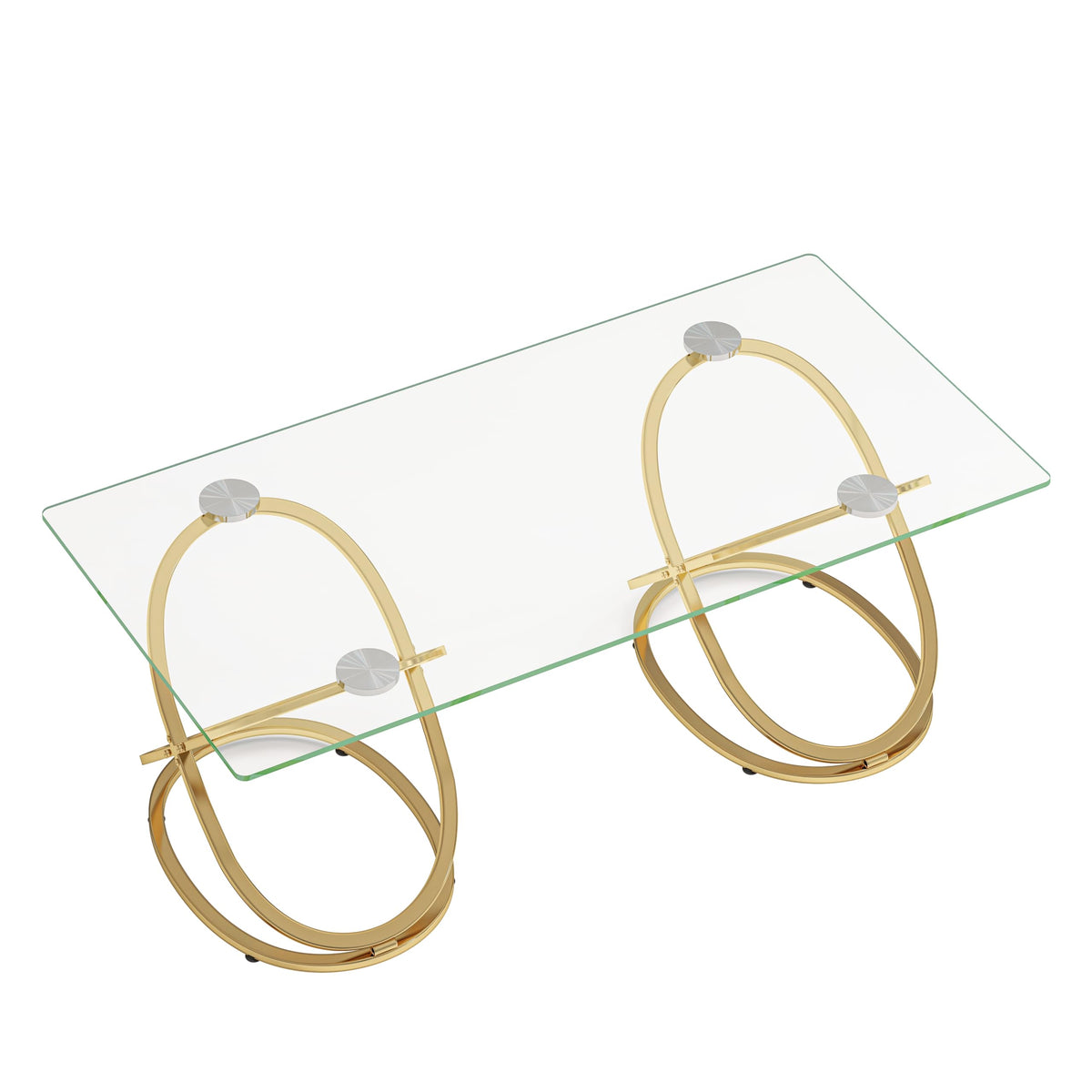 32" Tempered Glass Round Coffee Table Modern Chrome Frame Acrylic Legs Circle Living Room Center Tables