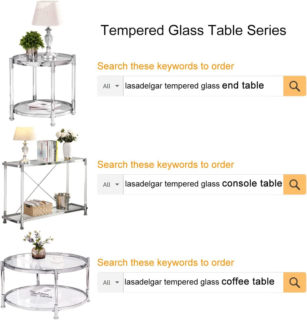 32" Tempered Glass Round Coffee Table Modern Chrome Frame Acrylic Legs Circle Living Room Center Tables