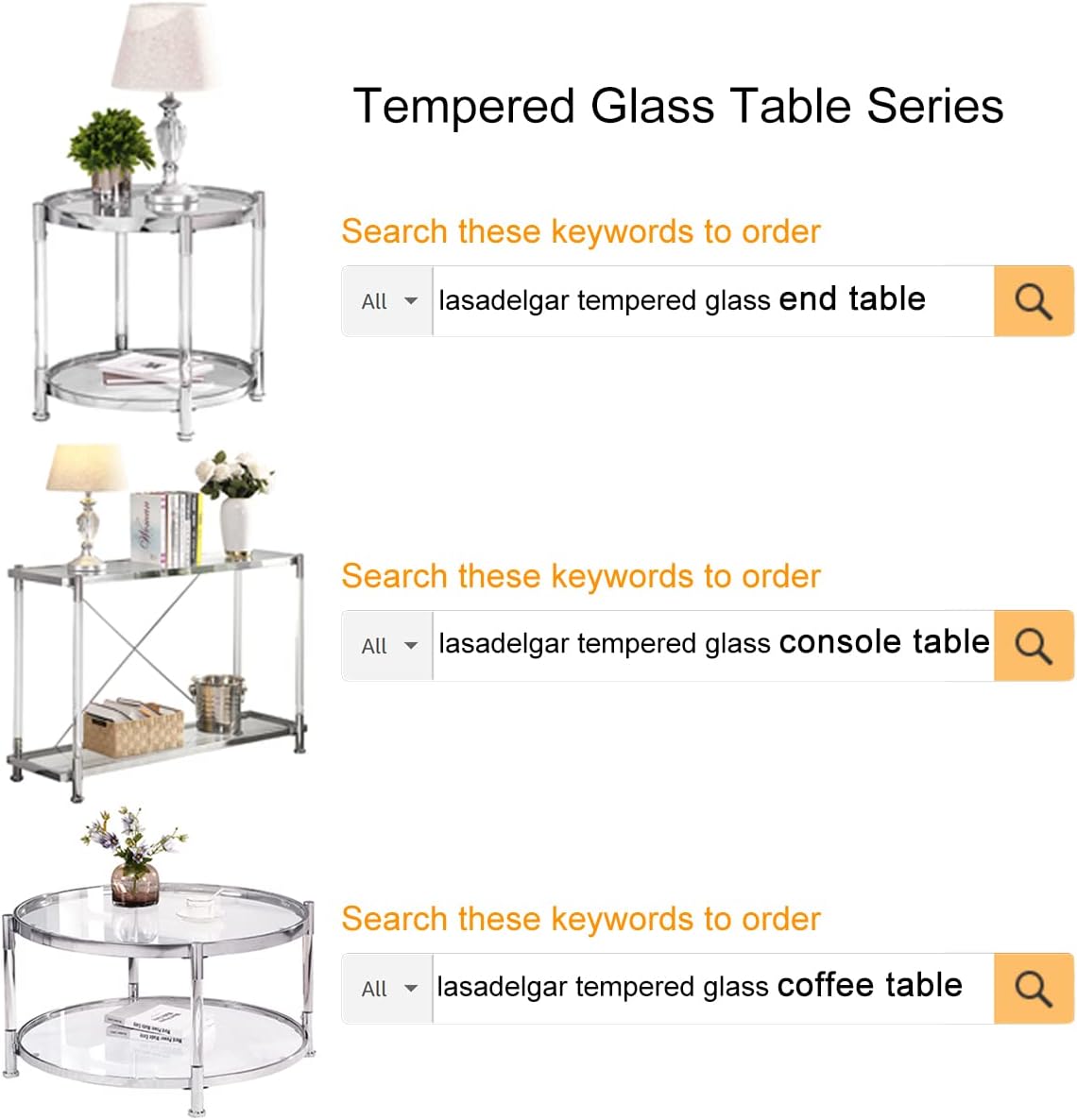 32" Tempered Glass Round Coffee Table Modern Chrome Frame Acrylic Legs Circle Living Room Center Tables