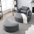 Swivel Accent Barrel Chair with Storage Ottoman Linen Fabric Lounge Club Sofa in Living Room Hotel ï»¿