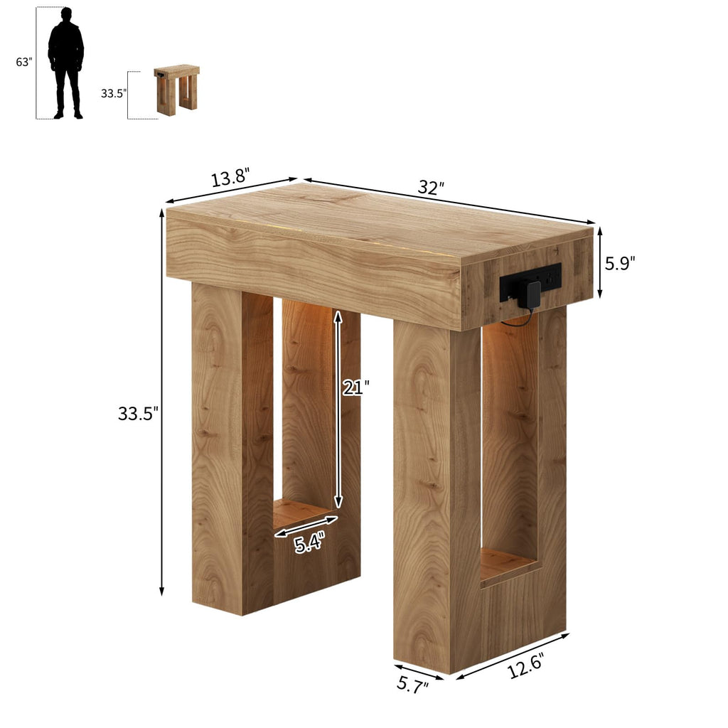 Unikito 63" Console Table with Sensor Light & AC Outlets with USB-C Ports