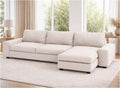 Width: 125.2", Not 110" Durable KIVIK Three 3 Seat Sofa with Chaise Sectional Cover Replacement, Compatible with IKEA Kivik 4 Four Seat Corner Lounge Slipcover Only (Polyester Beige)