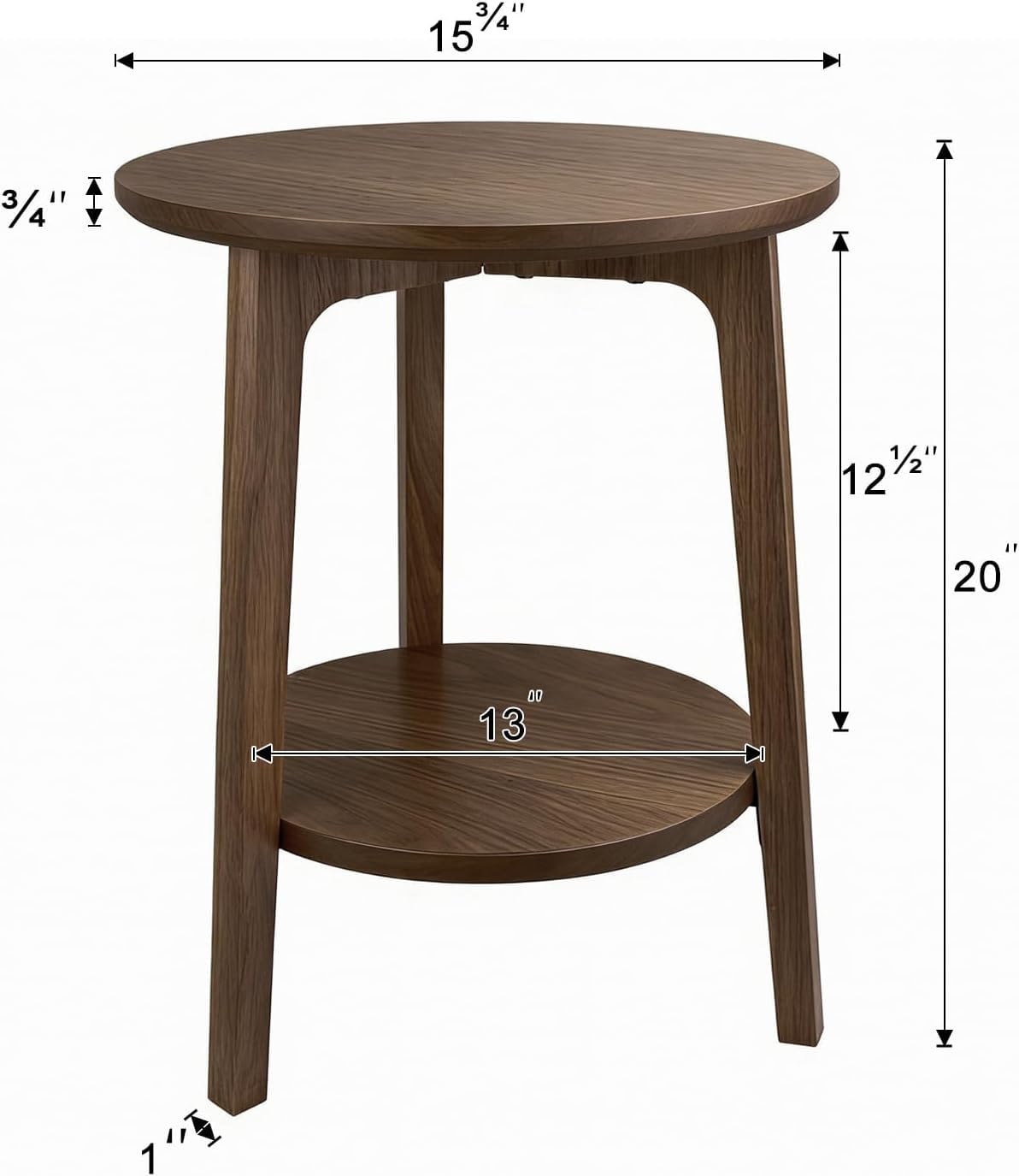 2-Tier Round Coffee Table Wood Nesting Side Table (Walnut, 28x28x18)