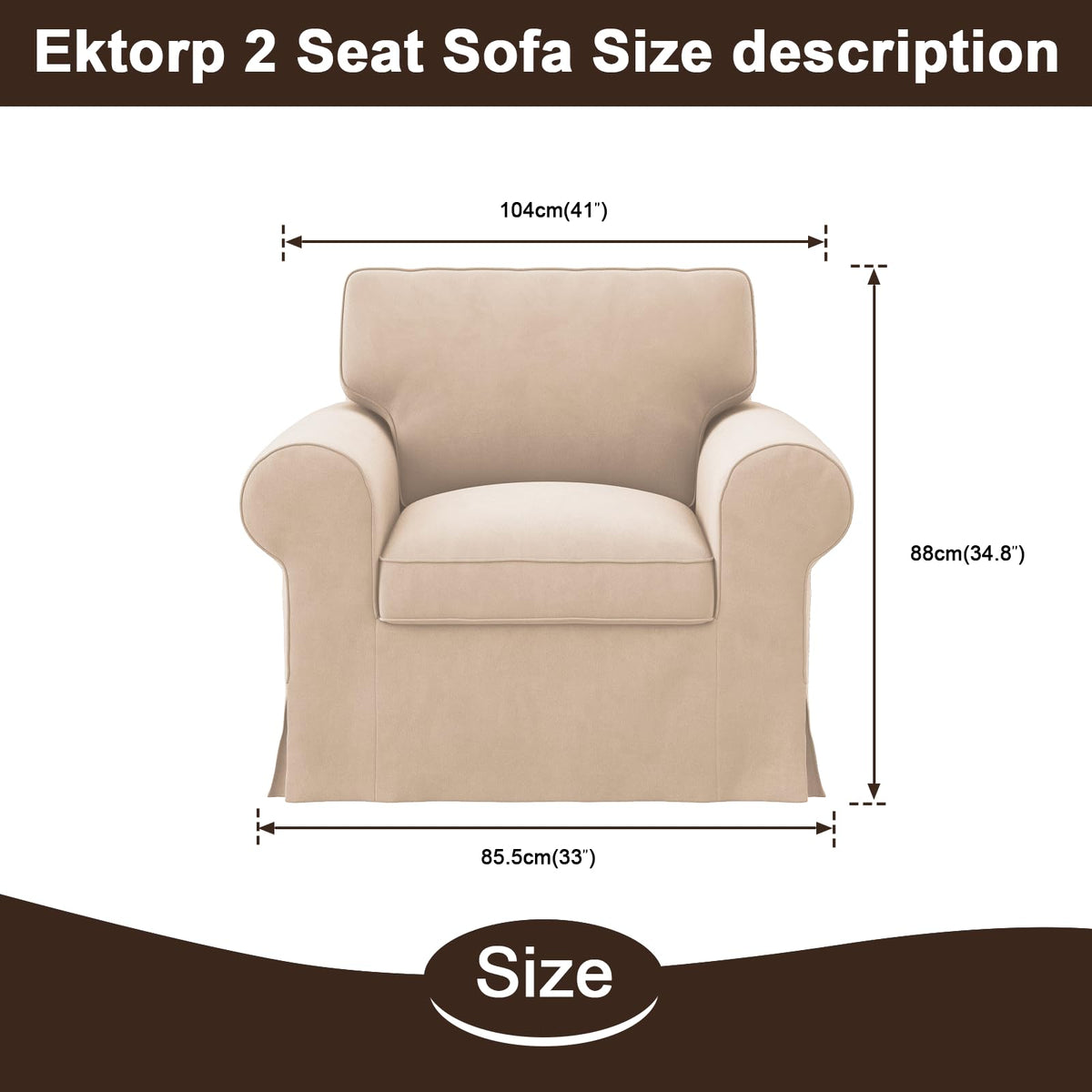 Ektorp 3 Seat Sofa Cover Slipcover Replacement Made for IKEA Ektorp 3 Seat Sofa Cover, Couch Cover Not Include The Sofa Body,Khaki