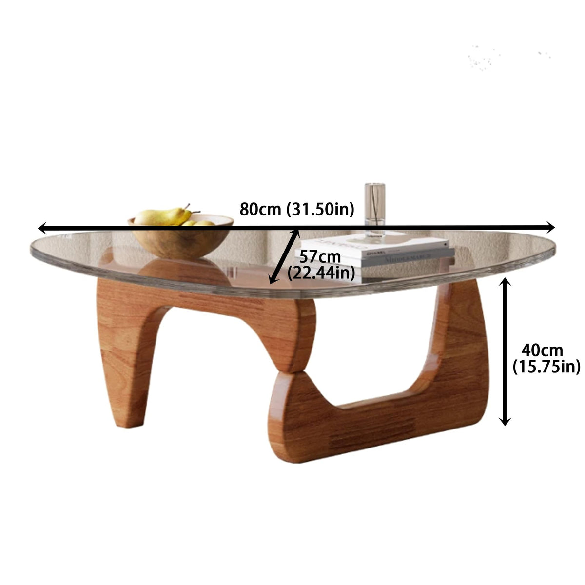 EASYSOUL Modern Glass Coffee Table, 32.68" D x 22.44" W x 15.75" H, Abstract Round Tea Tables for Living Room Home Office Industrial Cocktail Tables (Walnut-Brown Glass, 32.68")