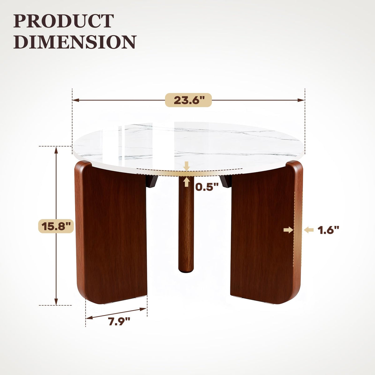 31.5 Inch Round Sintered Stone Top Coffee Table for Living Room