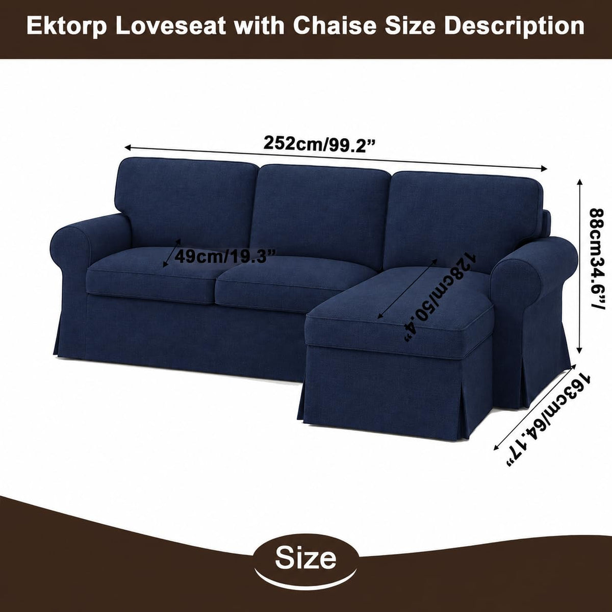 Ektorp 3 Seat Sofa Cover Slipcover Replacement Made for IKEA Ektorp 3 Seat Sofa Cover, Couch Cover Not Include The Sofa Body,Khaki