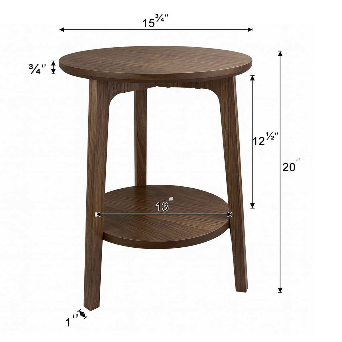 2-Tier Round Coffee Table, 28ââ Wood Nesting Side Table with Storage Shelf, Natural Walnut Wood Tables for Living Room, Space Saving Accent Table