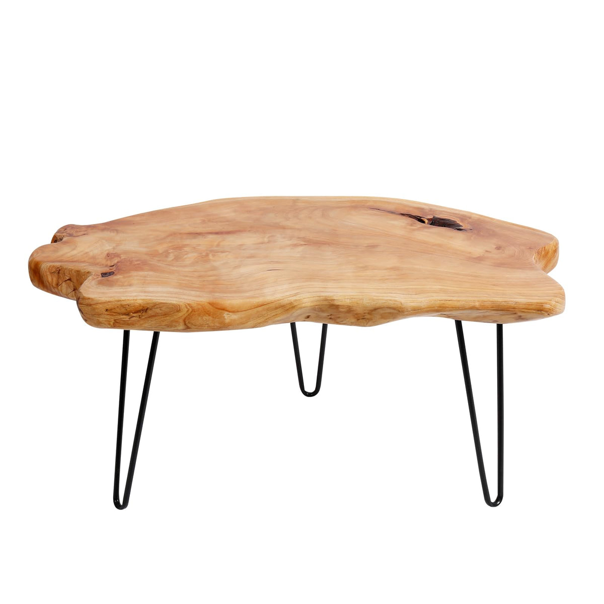 WELLAND Flower-Shaped Live Edge Cedar Coffee Table 32" W x 32" D x 20.5" H