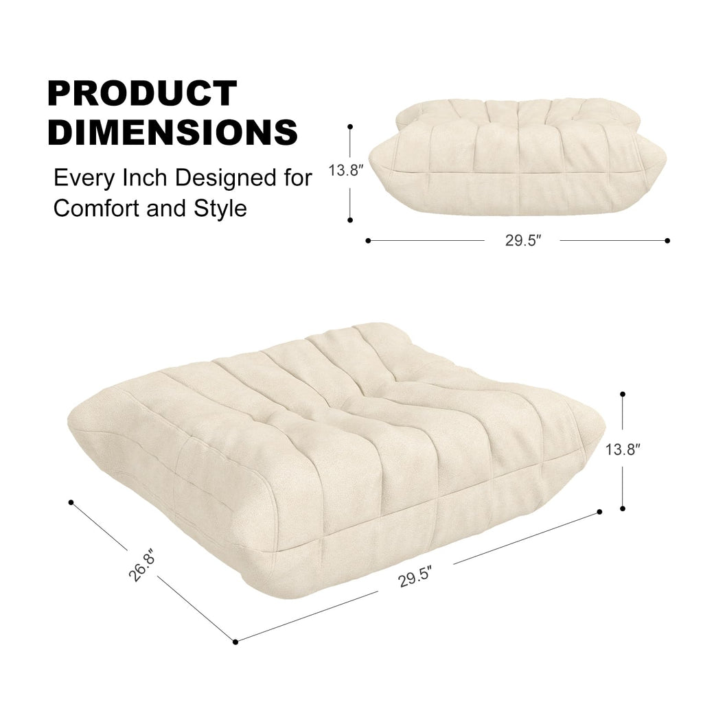 Full Foam 3-Seater Sofa, Bean Bag Floor Couch for Adults, Waterproof Fabric