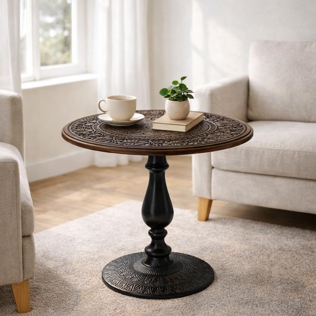 Farmhouse Coffee Table, Jali Carving, 36x24x18 in, Burnt