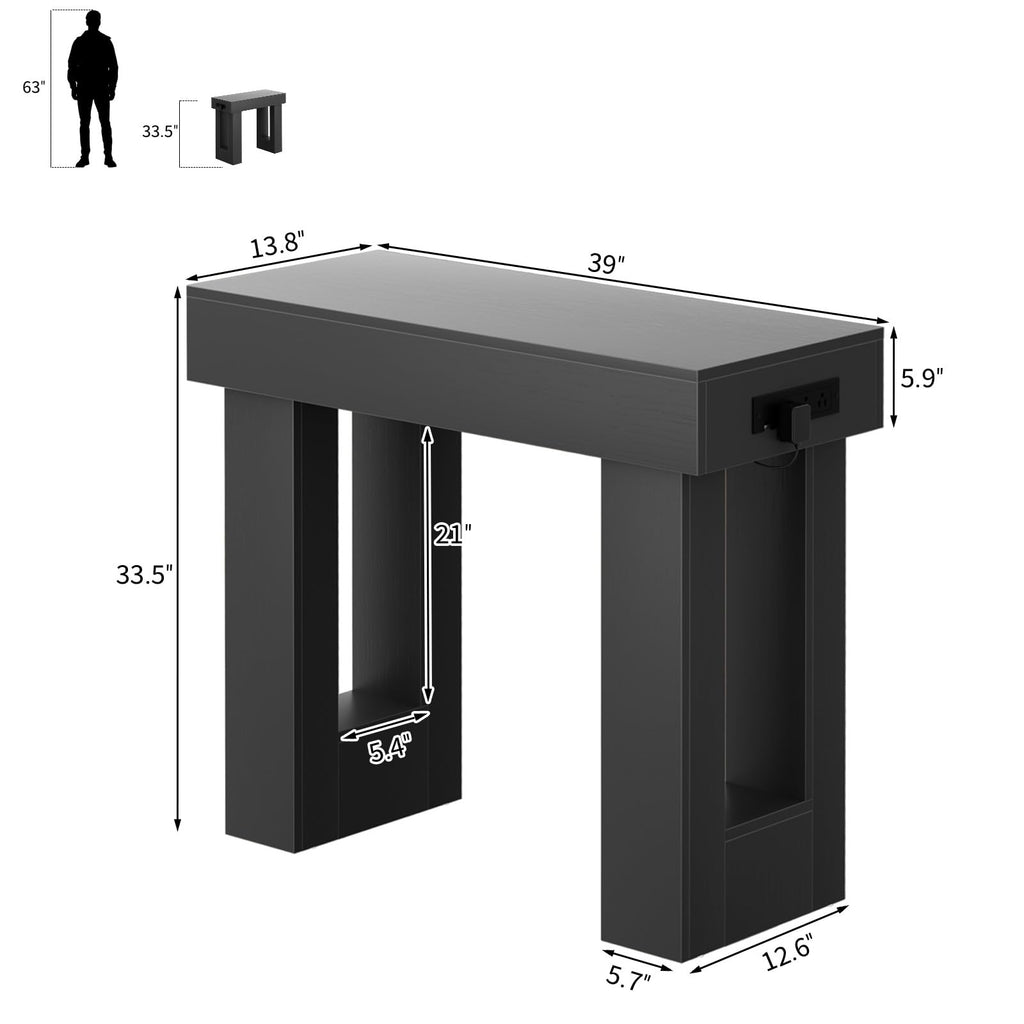 Unikito 63" Console Table with Sensor Light & AC Outlets with USB-C Ports
