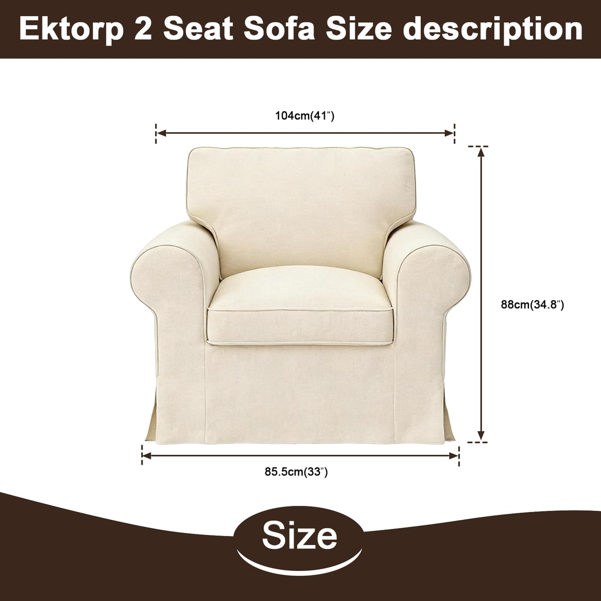 Ektorp 3 Seat Sofa Cover Slipcover Replacement Made for IKEA Ektorp 3 Seat Sofa Cover, Couch Cover Not Include The Sofa Body,Khaki