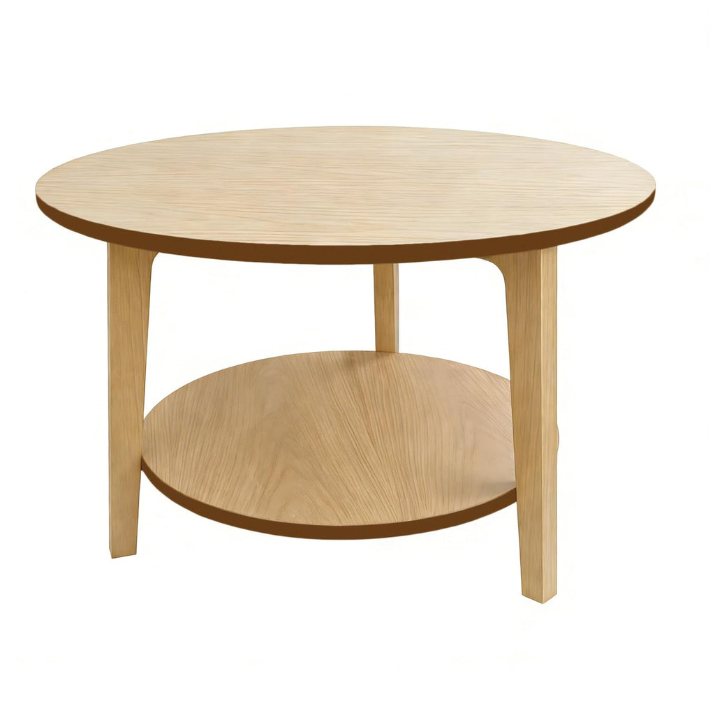 2-Tier Round Coffee Table Wood Nesting Side Table (Walnut, 28x28x18)