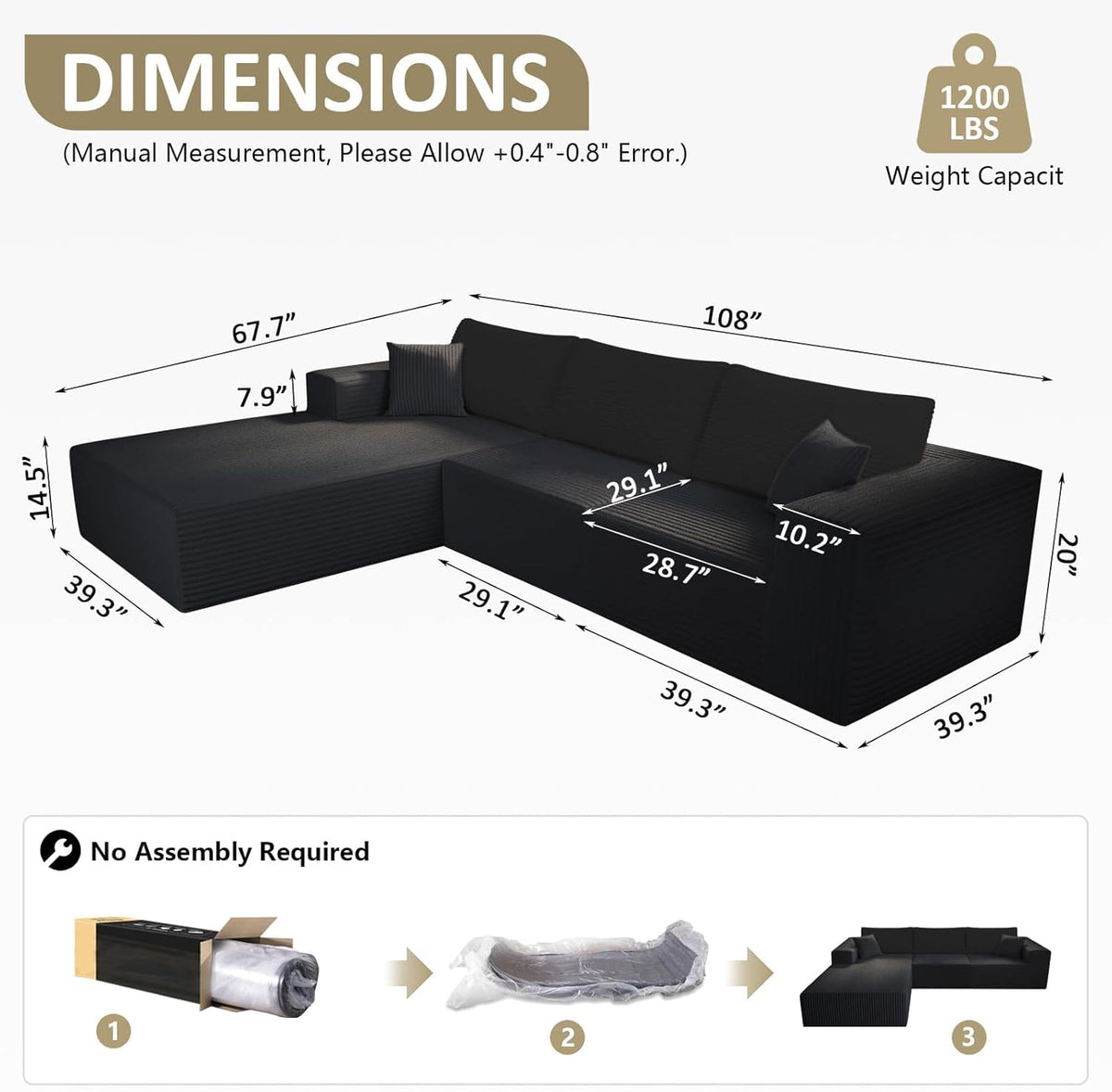 WHGBJA 79" 5 in 1 Convertible Sofa Bed Couch, Modular Sectional, Loveseat