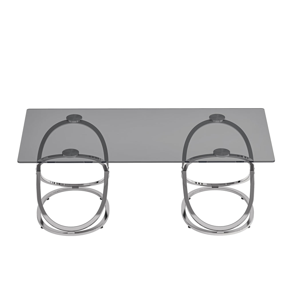 32" Tempered Glass Round Coffee Table Modern Chrome Frame Acrylic Legs Circle Living Room Center Tables