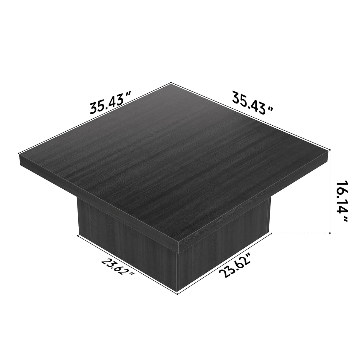 Square Coffee Table,Wooden Living Room Table,Center Table with a Large Tabletop,35.4" x 35.4",for Small Spaces, Apartments, Living Rooms, Vintage Brown