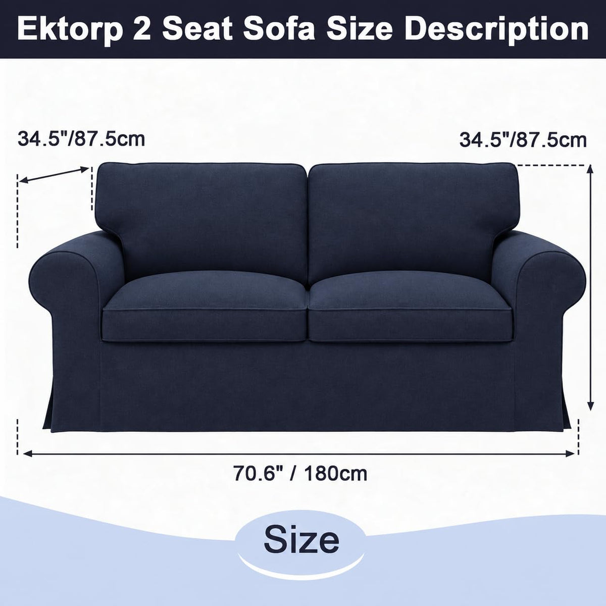 Ektorp 3 Seat Sofa Cover Slipcover Replacement Made for IKEA Ektorp 3 Seat Sofa Cover, Couch Cover Not Include The Sofa Body,Khaki