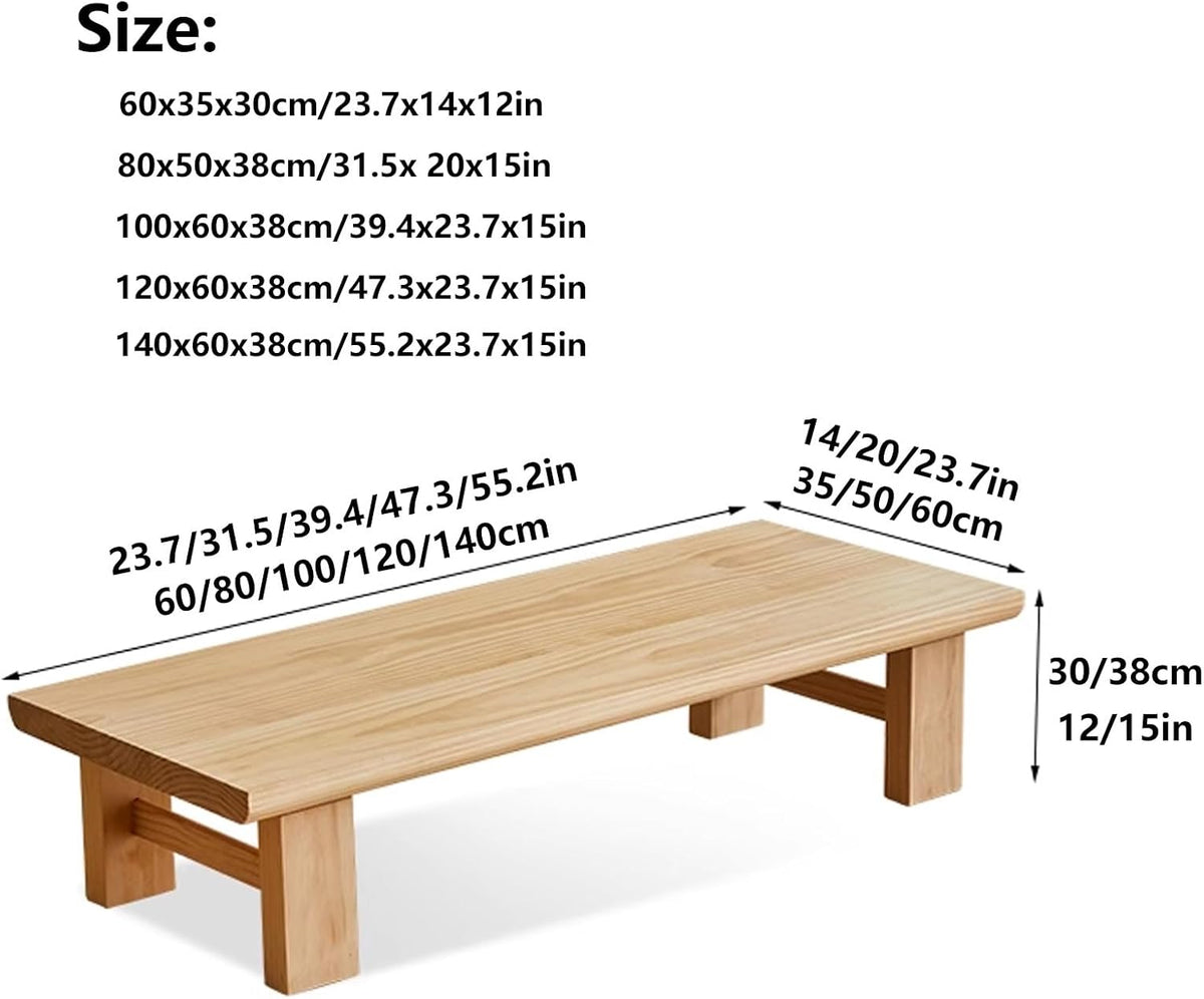 Low Coffee Table for Sitting on The Floor, Japanese Floor Table Solid Wood, Wooden Coffee Table Furniture for Living Room, Reception Rooms, 23.7x14x12in