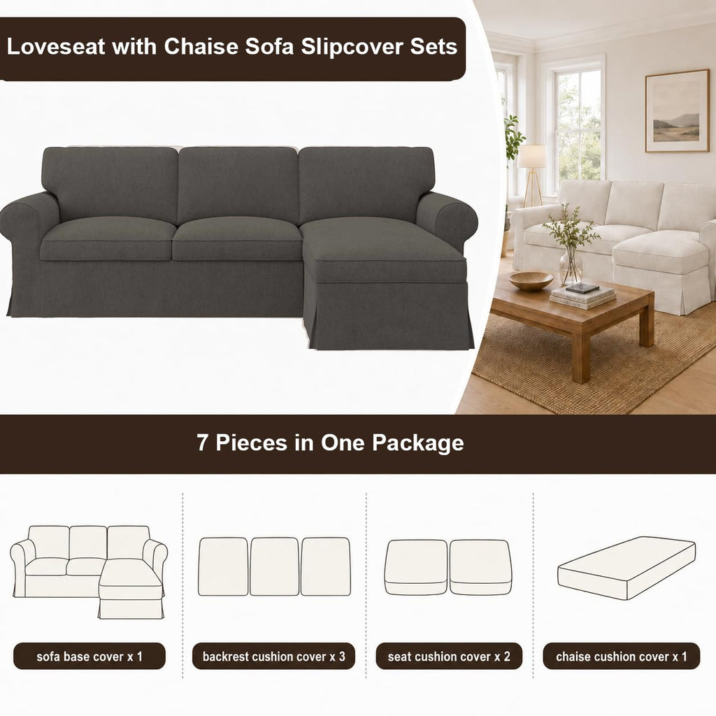 Ektorp 3 Seat Sofa Cover Slipcover Replacement Made for IKEA Ektorp 3 Seat Sofa Cover, Couch Cover Not Include The Sofa Body,Khaki