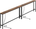 SUPERJARE 110.2 inch Narrow Behind Couch Table with Charging Stations